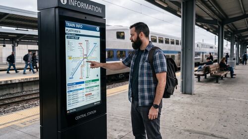 Últimas soluciones de la empresa sobre Optimización de los servicios de pasajeros con PCs industriales en panel en quioscos ferroviarios