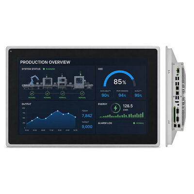 Buen precio PC de panel táctil incorporado con brillo de 1000 nits, clasificación IP65 frontal y 9V-36V de alto voltaje para uso industrial en línea