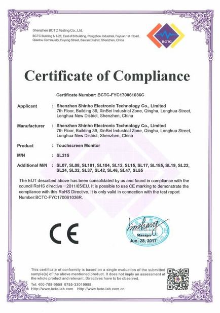 China Shenzhen Shinho Electronic Technology Co., Limited certificaciones